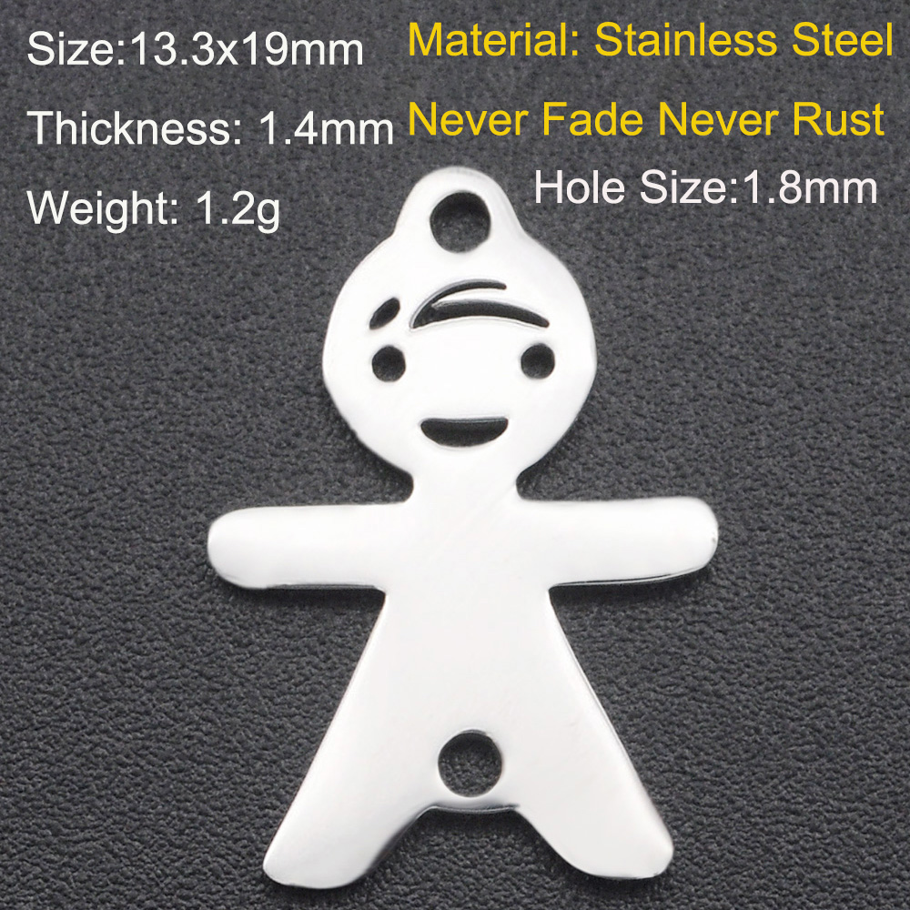 5 Stks/partij 316 Roestvrij Staal Jongen Meisje Familie Charm Hanger Dochter Bedels Voor Armband Maken Sieraden Hanger: Imitation Rhodium Plated
