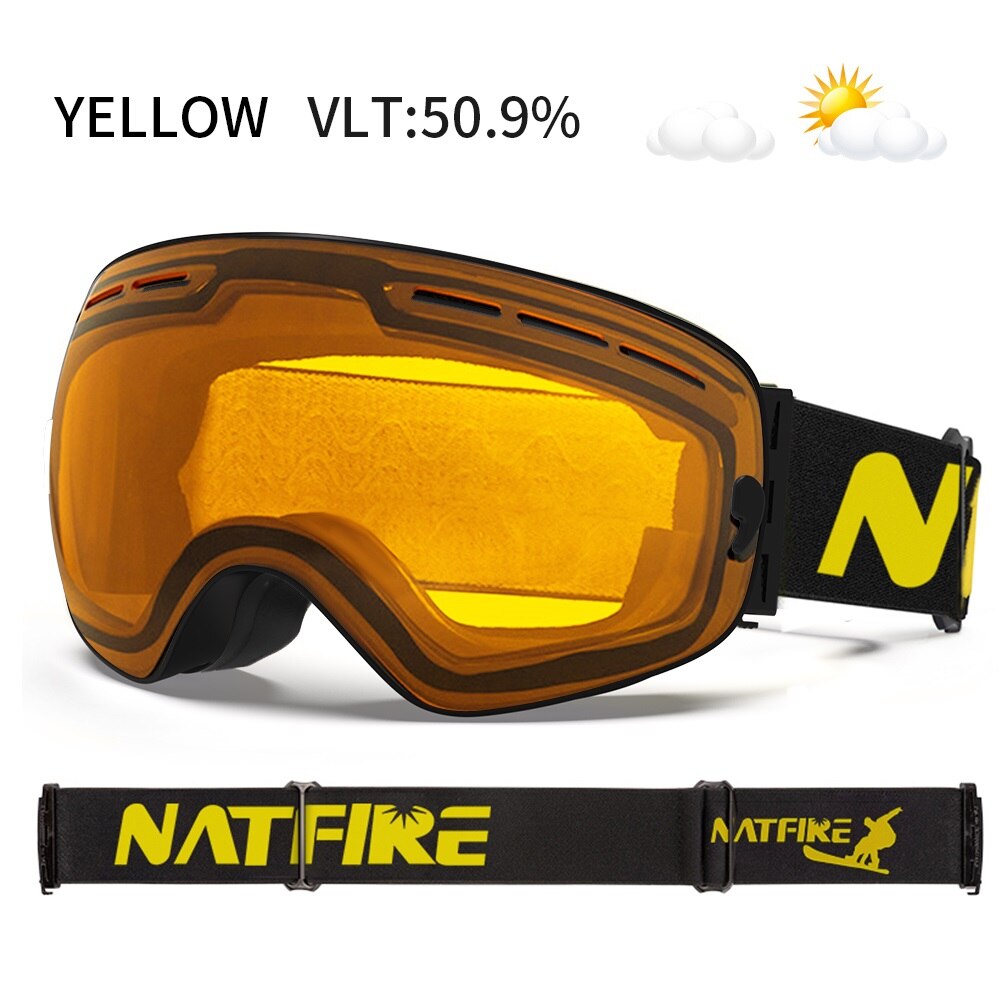 Natfire skidglasögon dubbla lager imfria  uv400 snowboard snöglasögon snöskoterglasögon glasögon utomhussport skidåkning glasögon: Orange