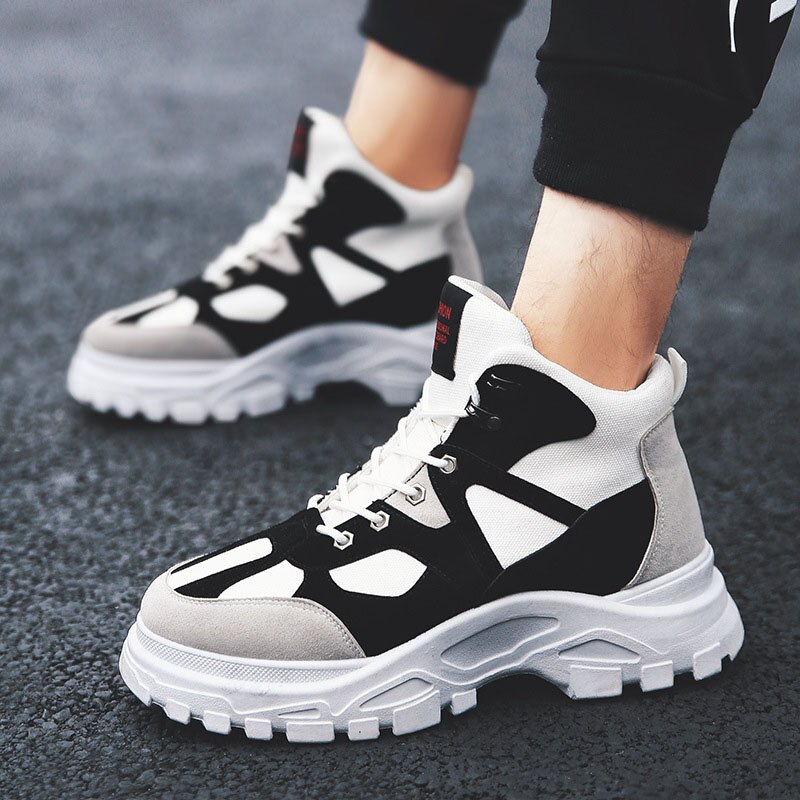 Men's Walking Shoes Increase Height Platform Shoes For Male Outdoor Super Cool Sneakers For Men Size 39-44: White / 7