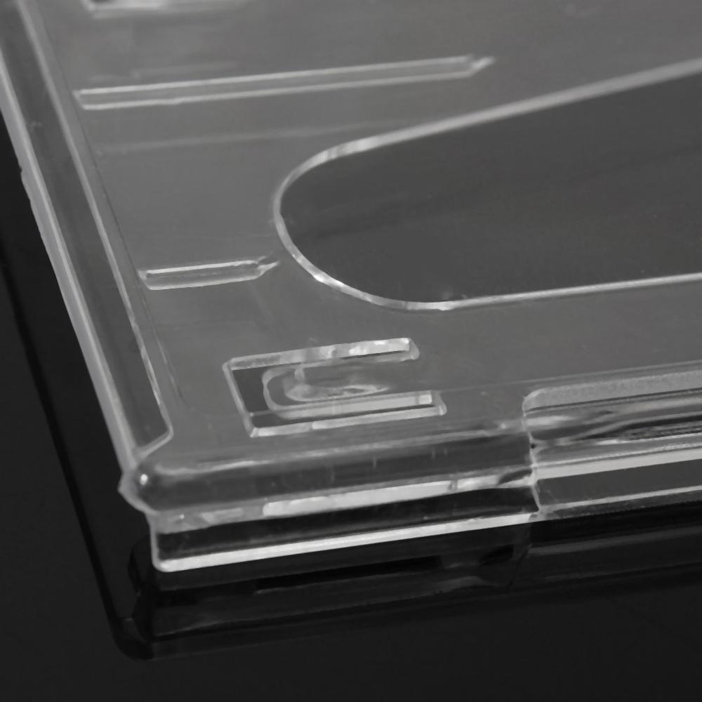 1 szt. Twardy plastikowy dwustronny uchwyt na karty przezroczysty, poziomy identyfikator etui na plakietki pokrywa karty łatwy dostęp robić kciuka