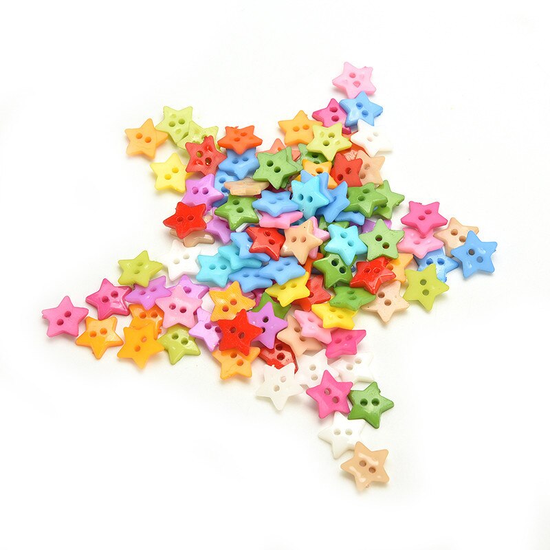 100PCS Mix Forma Ci Sono Un Sacco di Colori FAI DA TE Scrapbooking Cartoon Bottoni Plastica Bottoni Per Bambini Indumento di Cucito Nozioni Giocattoli: Star