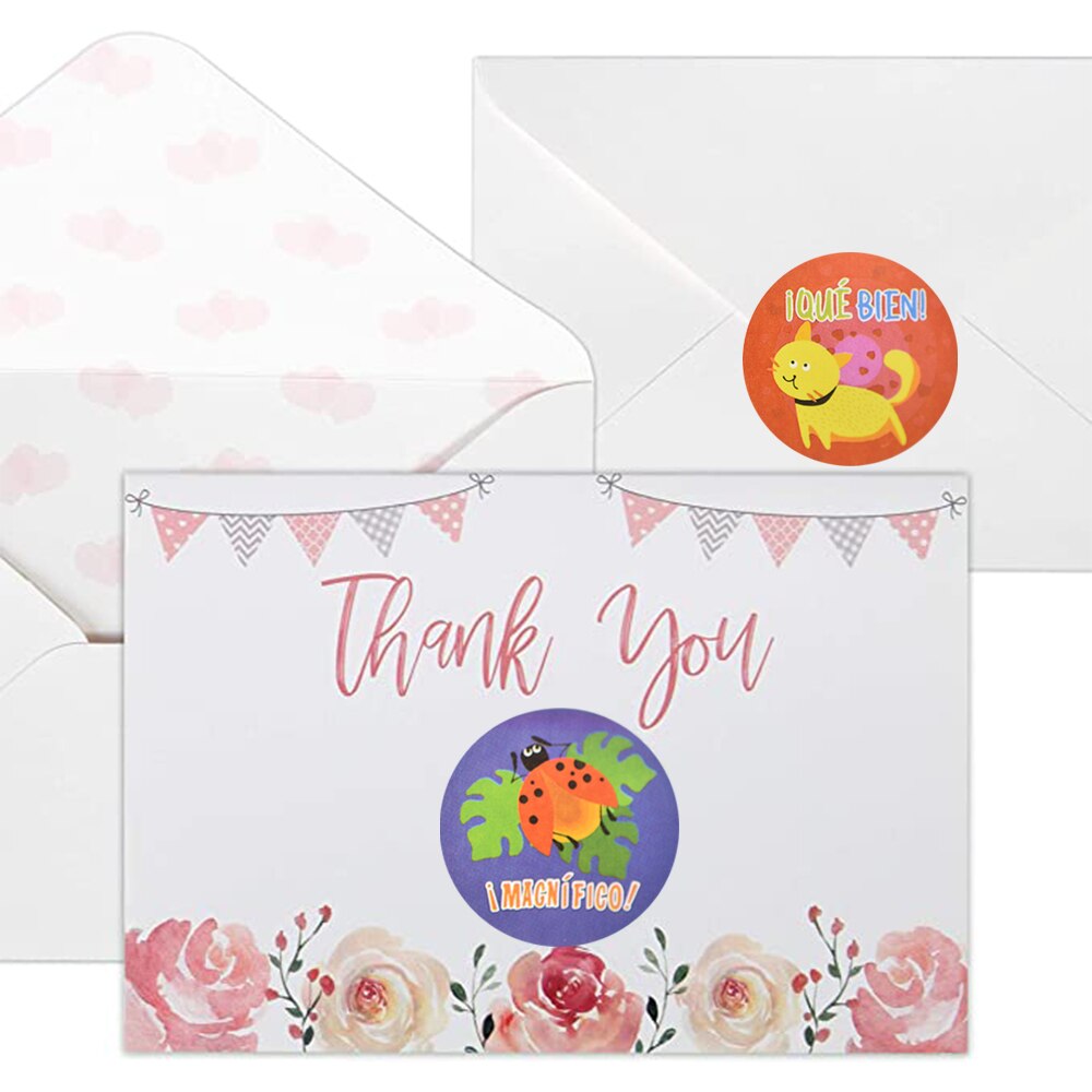 Pegatinas de recompensa española para estudiantes, pegatinas de palabras de ánimo, dibujos animados motivacionales para niños, 500 Uds.