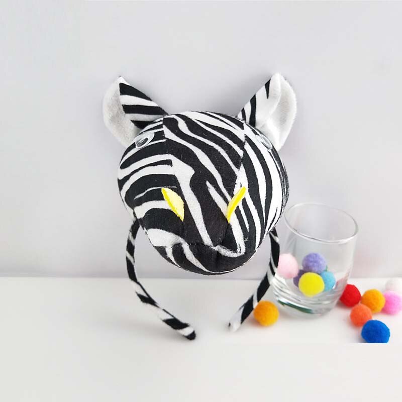 Fest børn voksen tegneserie zebra øre pandebånd hale slips fødselsdag dyr cosplay hårbånd plys halloween fødselsdag: 6