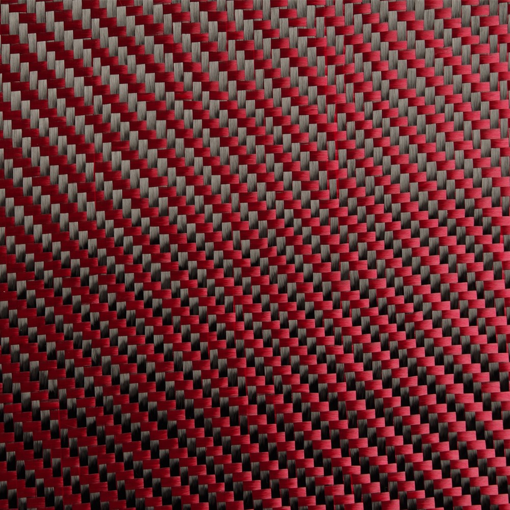 Carbon Aramid Fiber Hybrid Fabric Cloth 3K Carbon Fiber Aramid Fiber 190gsm 0.2mm Thickness: Red     1 sqm