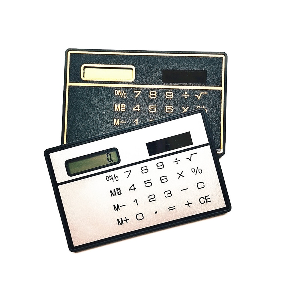 1 pces mini calculadora ultra fino cartão de crédito tamanho de 8 dígitos portátil solar powered bolso calculadoras material escolar escritório