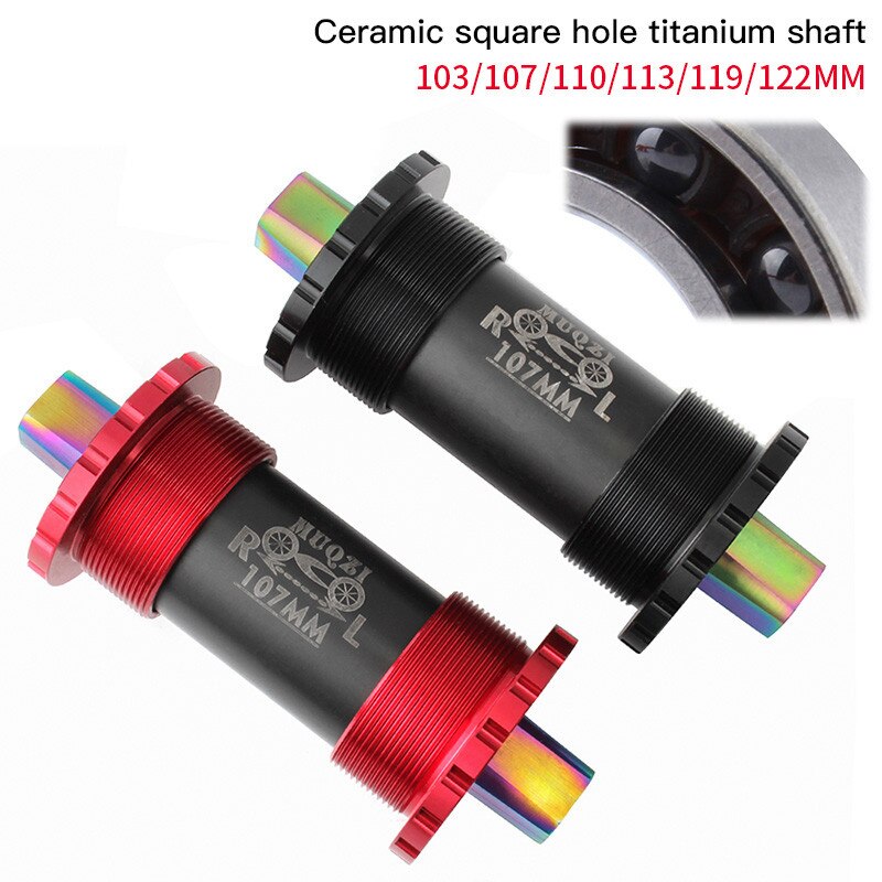 Mountain Bike Titanium Alloy Square Hole Ceramic Bottom Bracket 103/107/110/113/119/122mm Folding Road Bike Bottom Brackets
