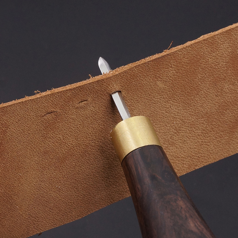 Leather Craft Awl 3mm 4mm 5-6mm DIY Leather Stitching Sewing Wooden Diamond Rhombus Awl Leathercraft Punch Tool