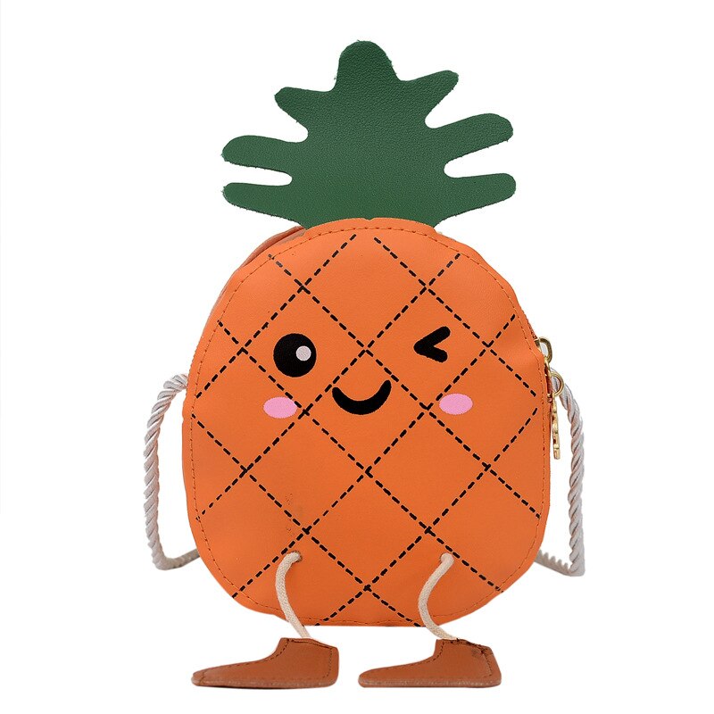 Cute Children's Shoulder Bag Pineapple Shape Crossbody Bag Little Girl Purse Toddler Crossbody Bag Girls Flap Bags: Orange