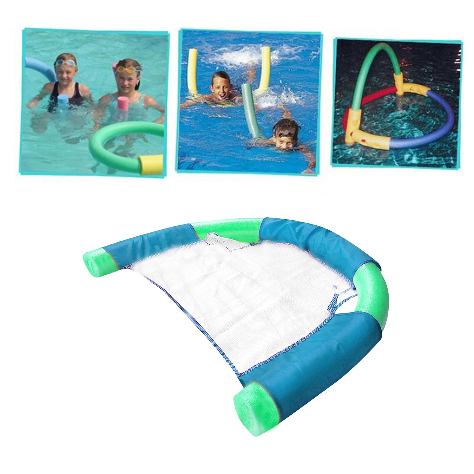 Summer Floating Chair Sling Float Mesh Seat Relaxing Pool Seats Bed Fun Toy: Green 7x130CM