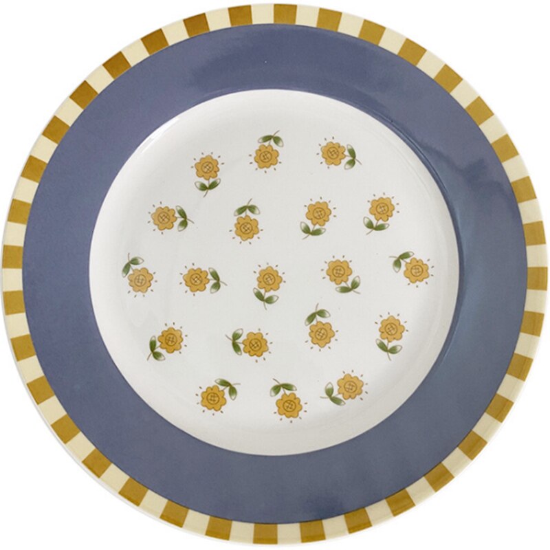 8 inch Lovely Ceramic Plates Dessert Plate Breakfast Cake Dessert Flower Fruit Letters Pattern Dish Home Decorations: G