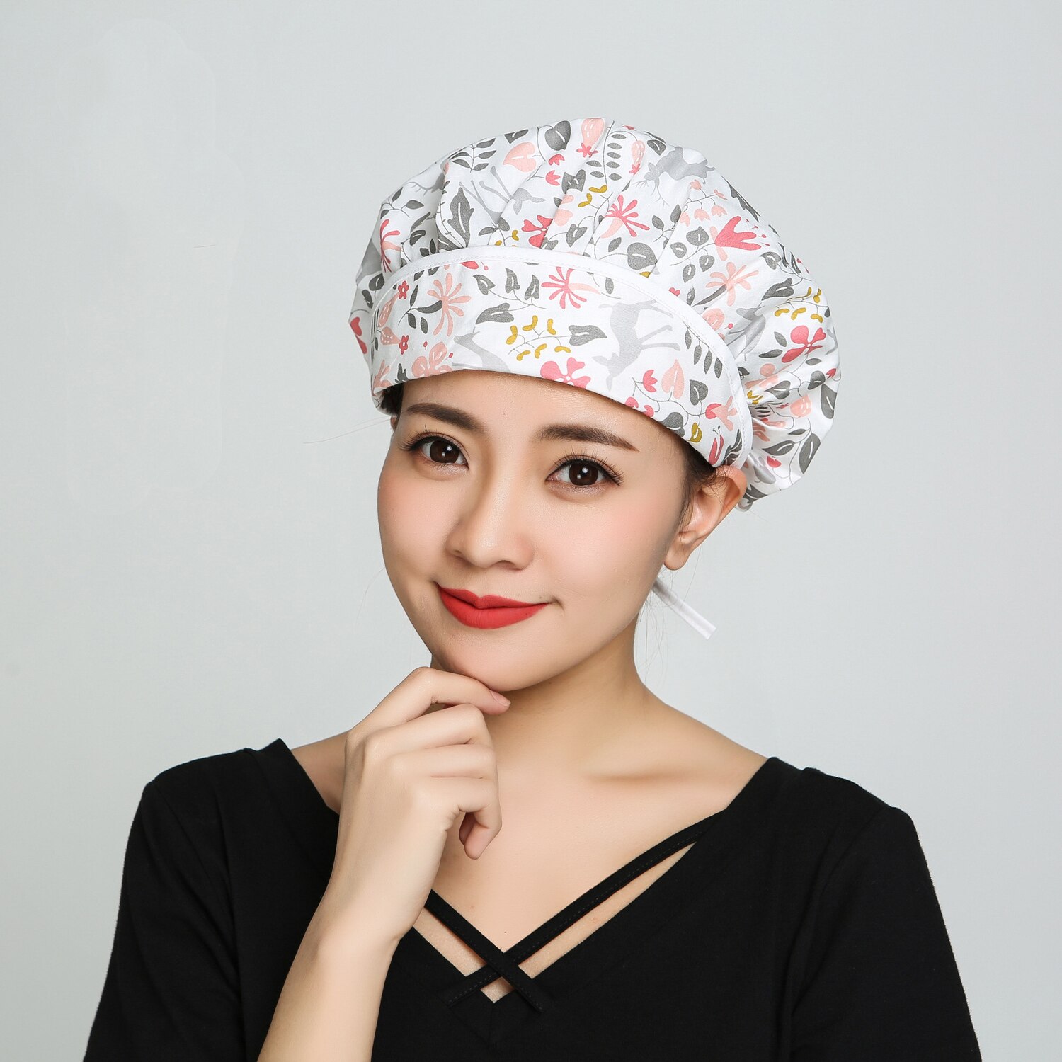 Unisex Chef Restaurant Uniforms Hotel Work Wear Waitress Master Cooker Bake Breathable Adjustable Printed Mushroom Hat Cap: Color8