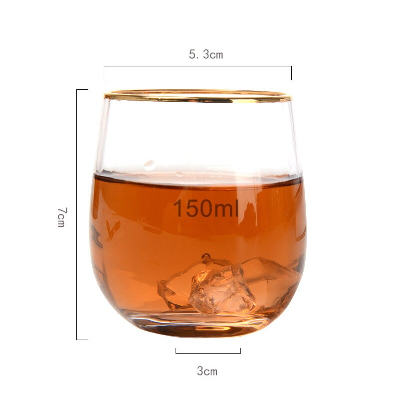 gold-rimmed vertical stripes whiskey glass,Upscale Simple Crystal Glass Wine Glass cup Barware Dinner Water Drinkware