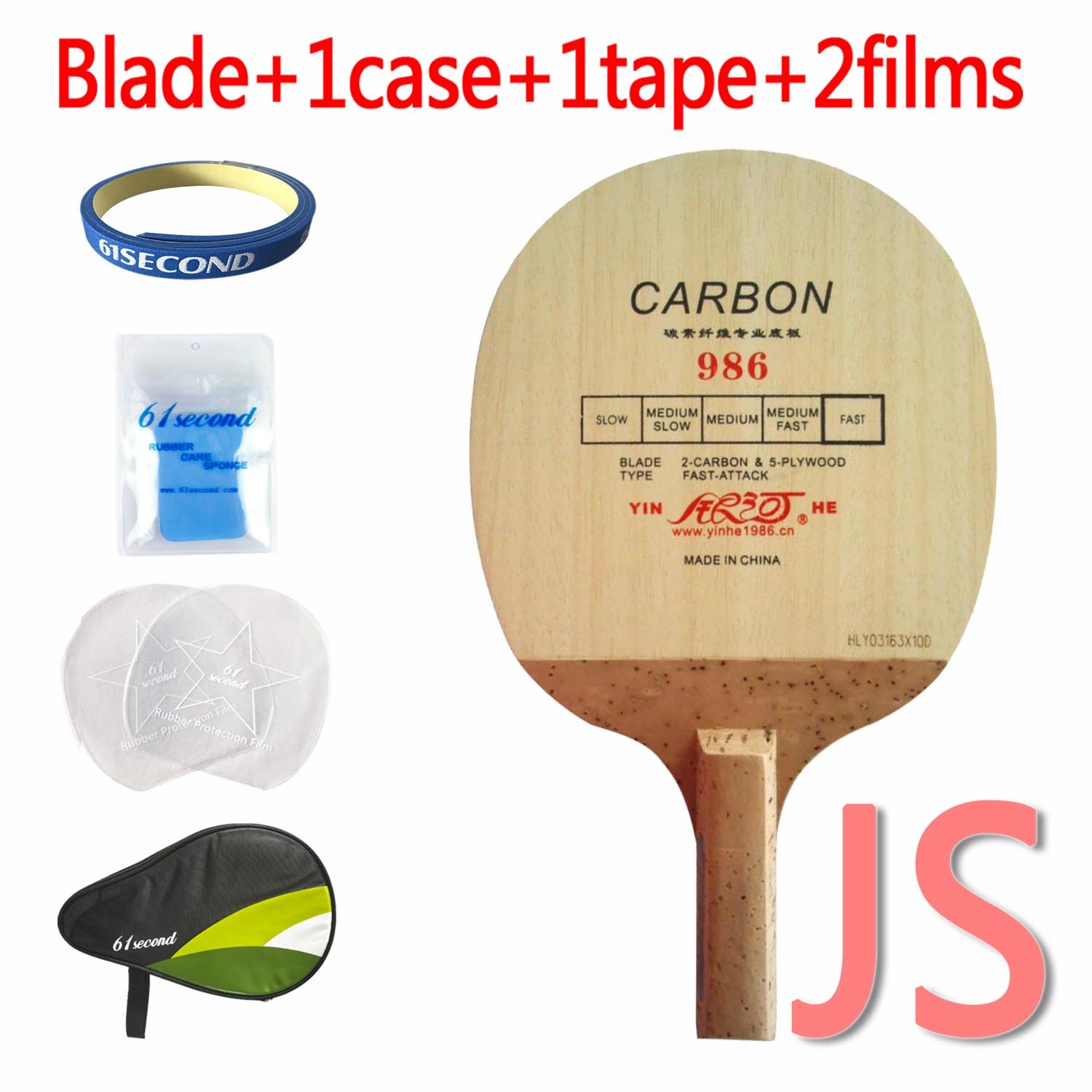 Galaxy Milky Way Yinhe 986 Carbon Fast-Attack Table Tennis Blade Japanese penhold for PingPong Racket: JS with HM case