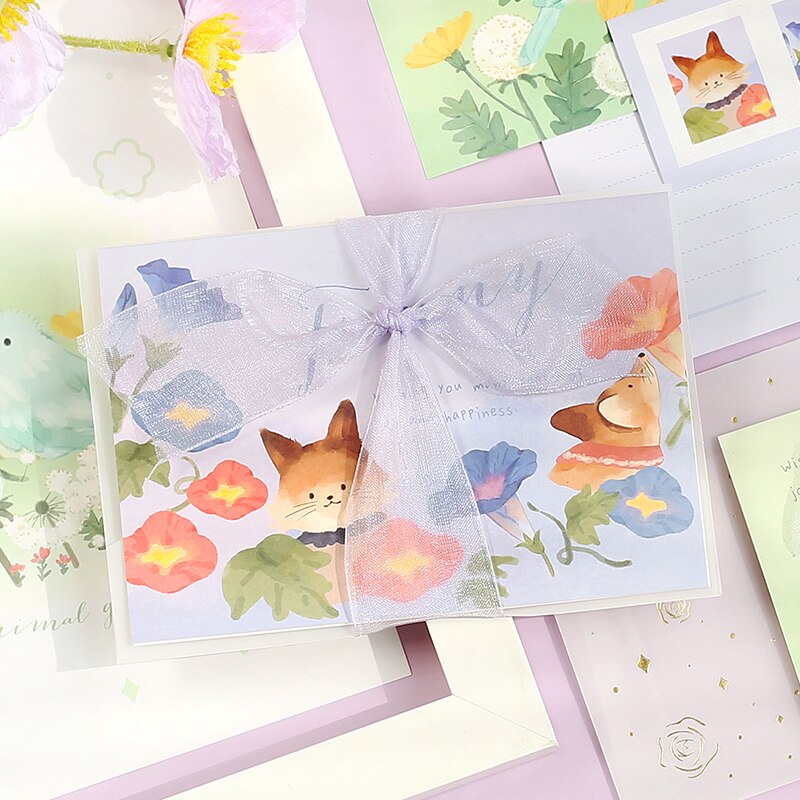 Cute Animals Garden Envelope Letter Paper Set Journal Scrapbooking Material Pack