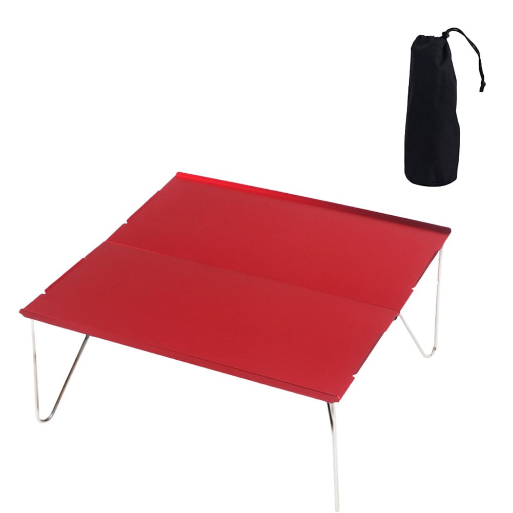 Mini Foldable Aluminium Alloy Table Desk Outdoor Garden Camping Hiking Picnic Tea Table Durable lightweight Desk: Red