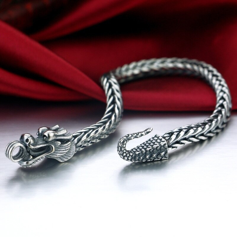 Vintage Metal trenzado dragón dominante quilla cadena pulseras para hombres