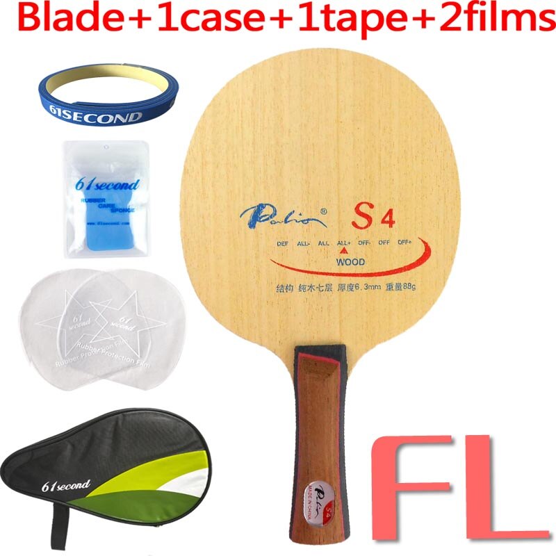 Palio S4 (S-4, S 4), raqueta de tenis de mesa de madera para raqueta de ping-pong: FL with HM case