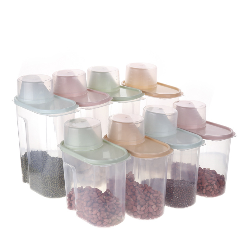 Capacity 2.5L Plastic dry goods sealed cans kitchen large food storage box household grains storage tank storage bucket