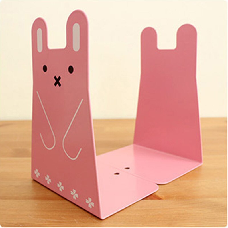 Ett par jättestora dörrpapper joy-rolling järn bokställ tecknad katt kanin bok block bokhylla: Rosa kanin