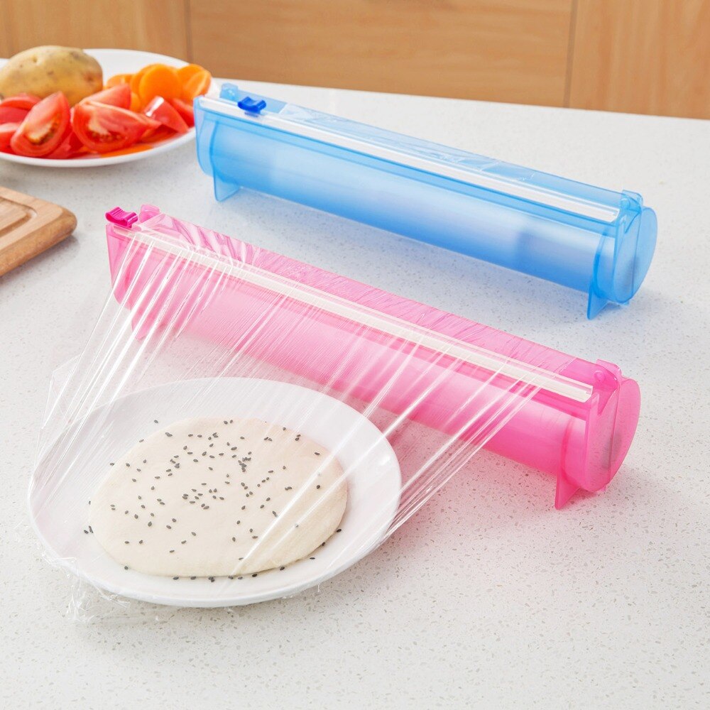 Plastfolie dispenser aluminiumfoliehållare låda för att skära film matfolie matfolie skärare köksfilm arrangör