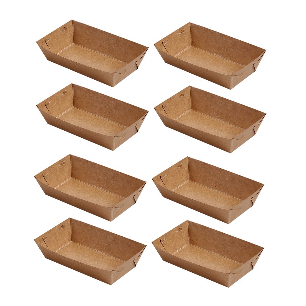 30pcs Boat Shaped Packing Box Disposable Kraft Paper Packing Case Useful Packing Tray for Snack Food