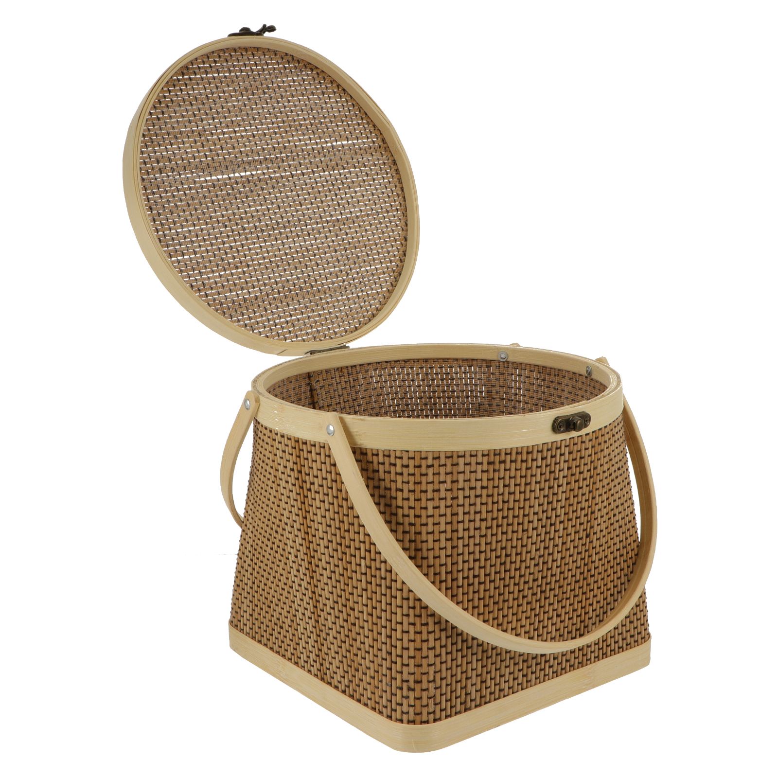 1 Pcs Bamboe Mand Multipurpose Picknickmand Opslag Mand Met Deksel: Assorted Color