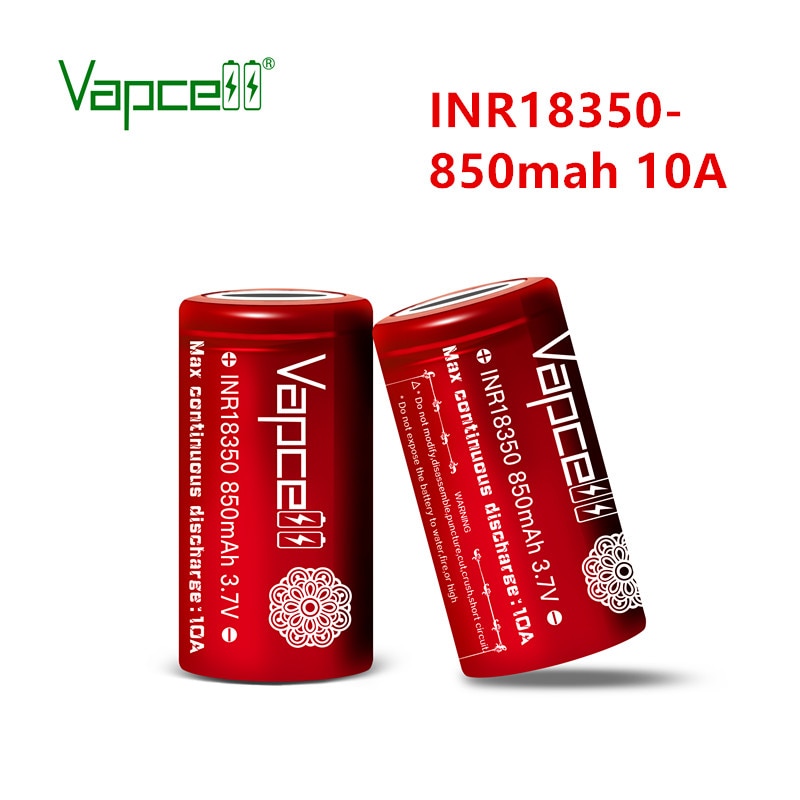 Vapcell Original INR18350 850 mAh high drain 18350 10A 3.7V 18350 for flashlight power tools lithium Battery HKJ test