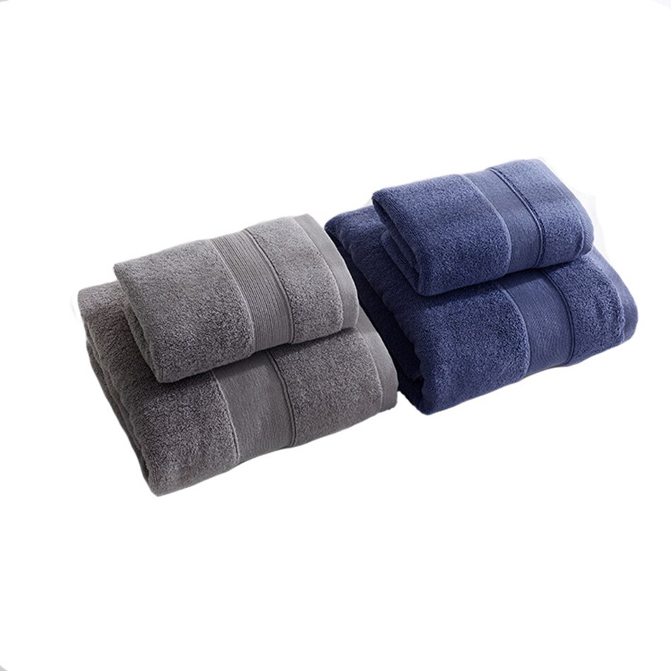 Turkish Genuine Cotton Towel, Includes Bath Towels(27.5 x 55 Inches), Hand Towels(13.5 x 30 Inches), 600 GSM,Grey Or Blue
