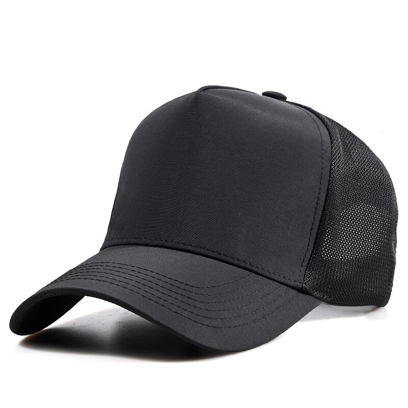 Man Large Size Mesh Baseball Hat Summer Outdoor Sun Hat Cotton Truck Caps Plus Size Sport Cap 56-60cm 60-65cm: Polyester Black / 56-60cm