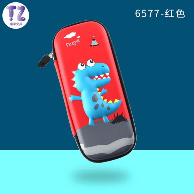 Kawaii Grote Capaciteit Eva School Cartoon Potlood Gevallen Creatieve Leuke Student Pen Zak Doos Pouch Kantoorbenodigdheden Briefpapier: Red-inosaur