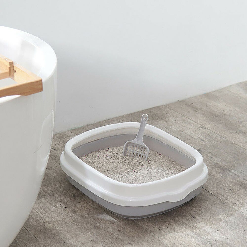 Cat Litter Tray semi-enclosed litter box Simple and Open Semi-enclosed Cat Durable Plastic style