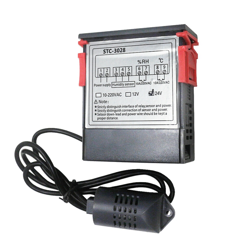 STC-3028 Digital Thermostat Hygrostat Temperature Humidity Controller Regulator Heating Cooling Control: Black
