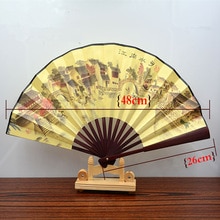 1pc Chinese Style Fan Print Bamboo Ribs Folding Fabric Handmade Hand Fan Home Decoration Crafts QLY9581