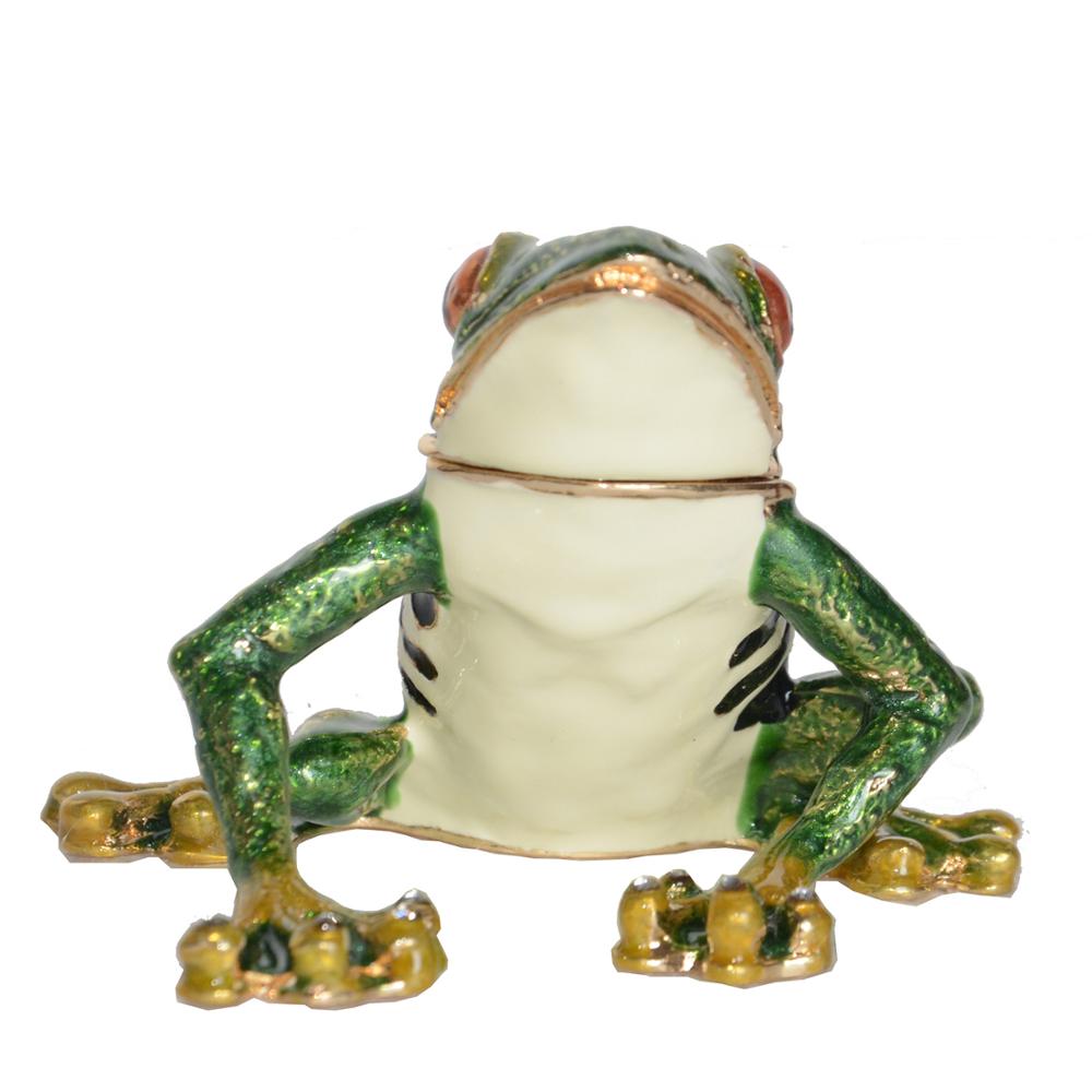 Groda prydnad smycken låda för ring halsband groda prydnad metall presentartiklar samlarobjekt