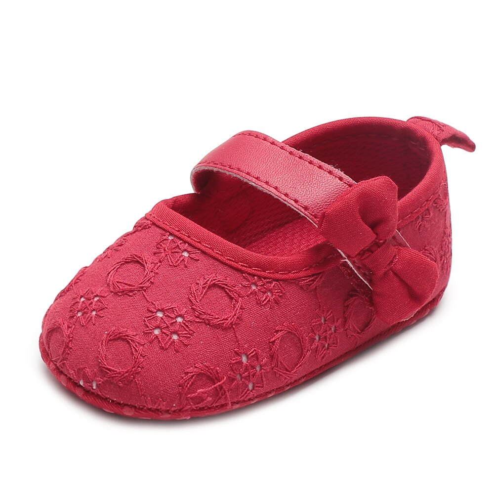 Baby pige afslappede sko bomuld krybbe sko blød sål pre-walker sko spænde hæklet loafer småbørn første rullator prinsesse fodtøj