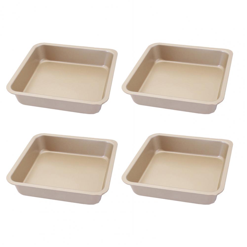 4Pcs/set Baking Tray Square Non-stick Carbon Steel Bakeware Bread Cake Tray for Home Kitchen Tool