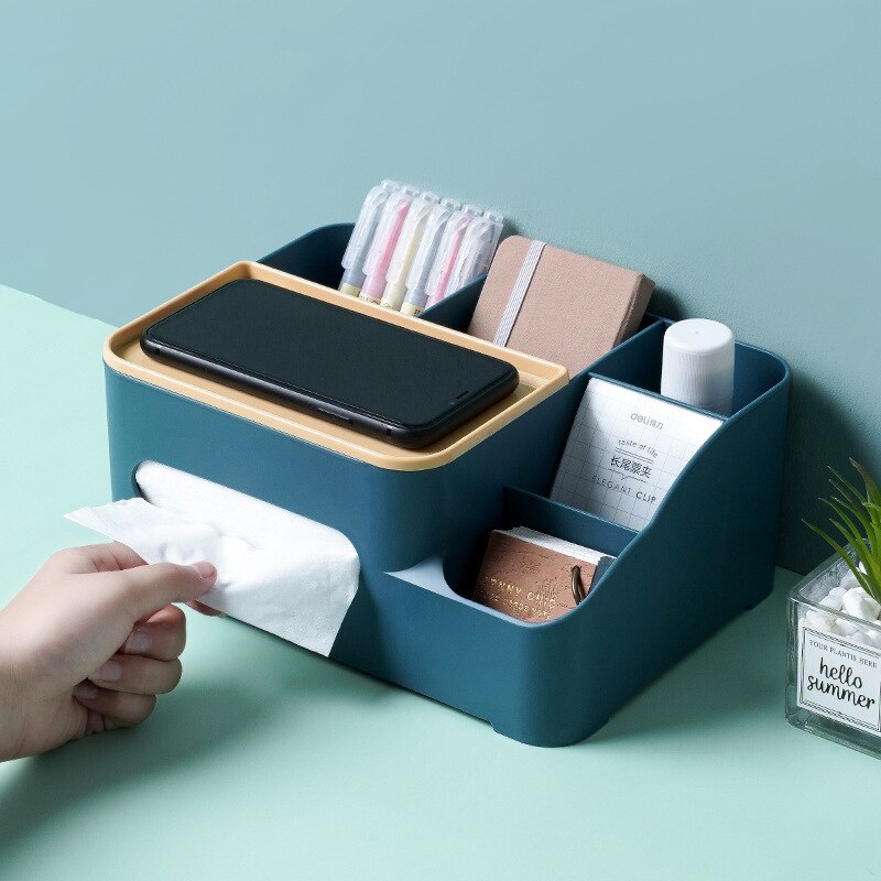 Box Household Kitchen Tissue Storage Box Multifunctional Living Room Mobile Phone Desk Organizer Tissue Storage Box Shelf