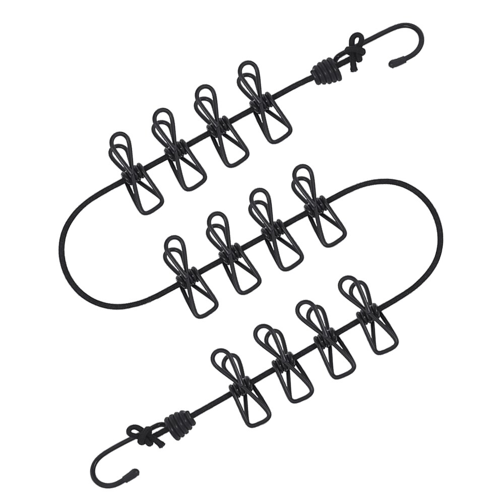 Retractable Clothesline Elastic Washing Line With 12 Clips Home Socks Underwear Clothes Hanger Windproof Stretch Drying Rack