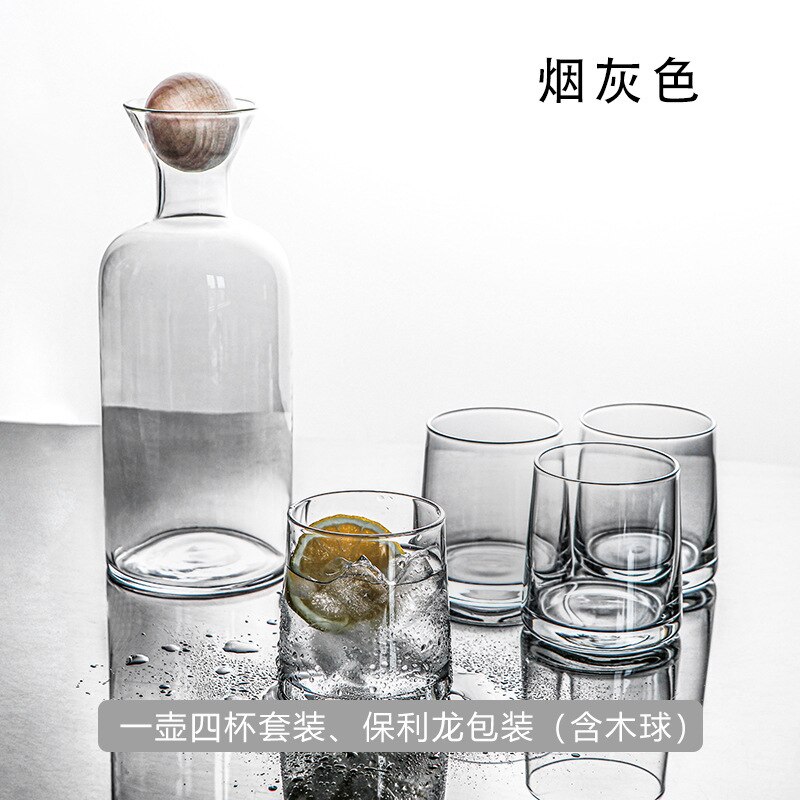 Juego de 5 unidades de botellas de cristal de gran capacidad para té frío, botellas de agua, jarra de vidrio, 1200ml: Soot