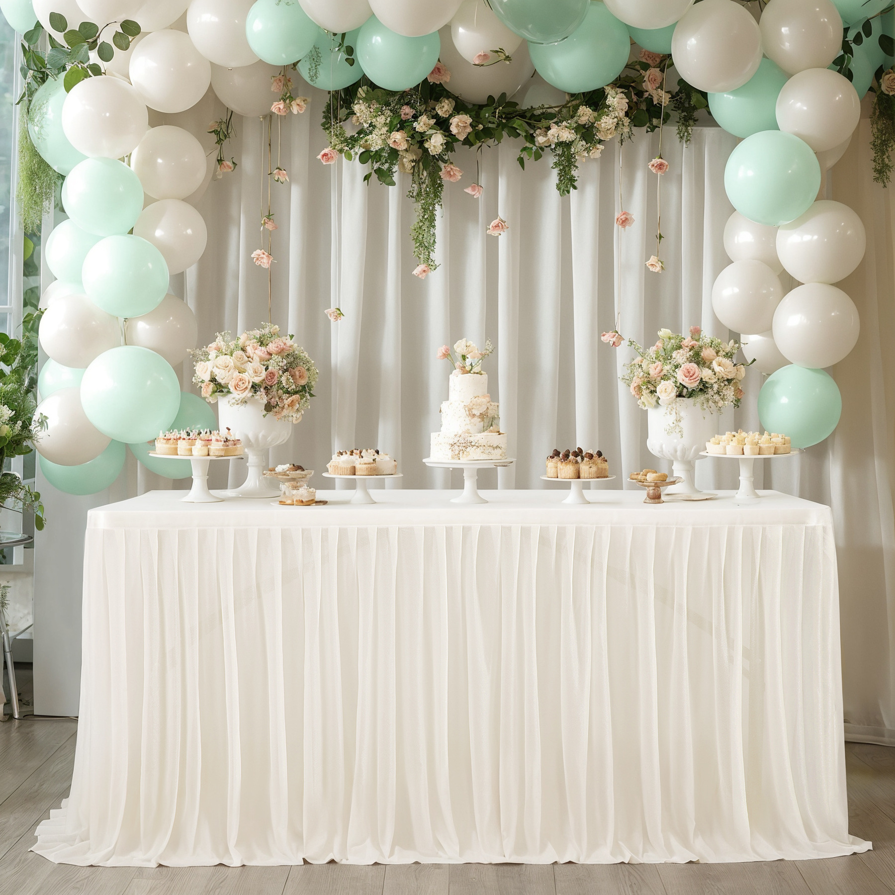 Ivory Tulle Table Skirts for Rectangle Tables 8ft 6ft 4ft for Wedding Party Birthday Baby Shower Cake Event Dessert Tablecloth: 150*180cm / Red