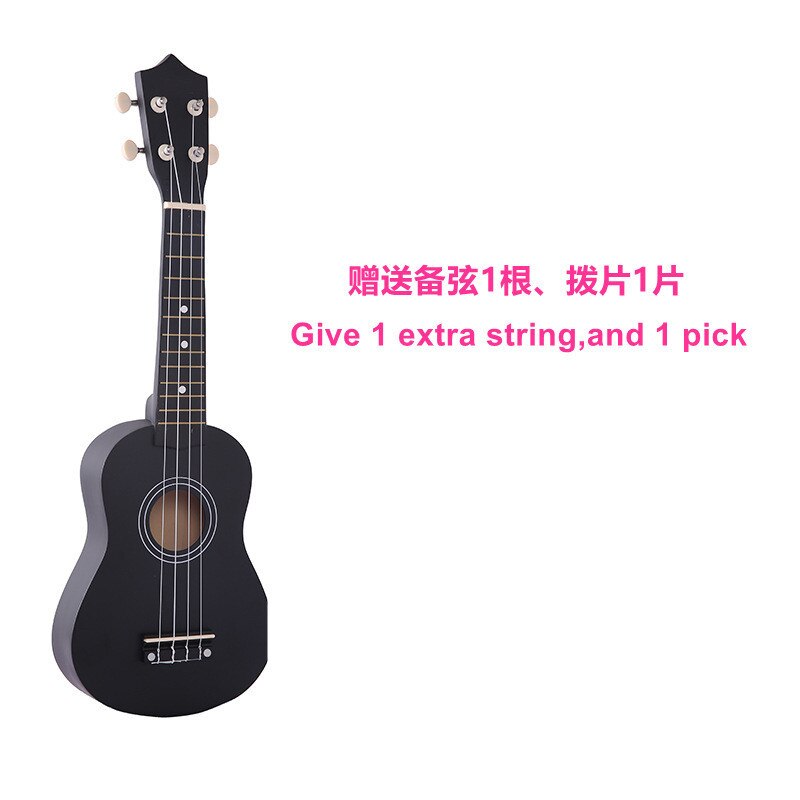 Sevenangel Ukulele 21 Inch Kinderen Ukelele Sopraan 4 Strings Hawaiian Sparren Basswood Gitaar Uke Kids Muziek Instrument: Only Black uku