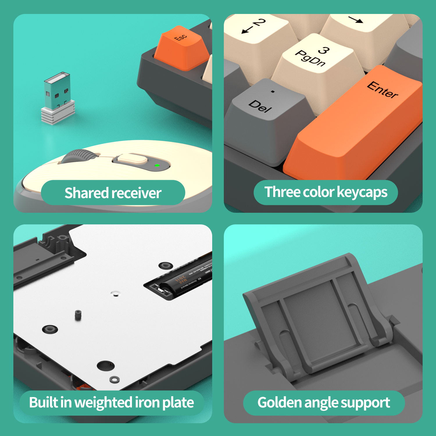 Kabellose Tastatur- und Maus-Kombination, 104 Tasten, volle Größe, ergonomische Tastatur, batteriebetrieben, 2,4 G, Maus für PC, Laptop, für Büro und Zuhause
