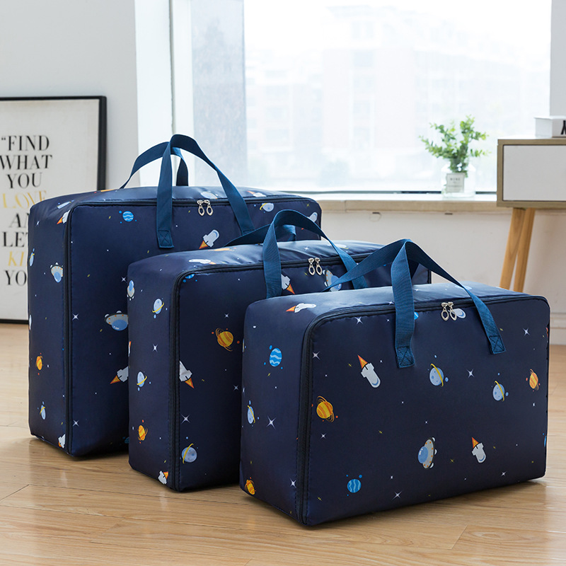 Dejlig print oxford opbevaringstaske med håndtag holdbart skabsorganisator til rejsegarderobe hjemmequilt legetøj diverse ryddelig taske: Huojian