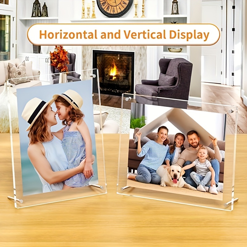 Ensemble de cadres Photo en acrylique, porte-Photo de bureau sans cadre de Style magnifique, cadre flottant rectangulaire et horizontal avec support