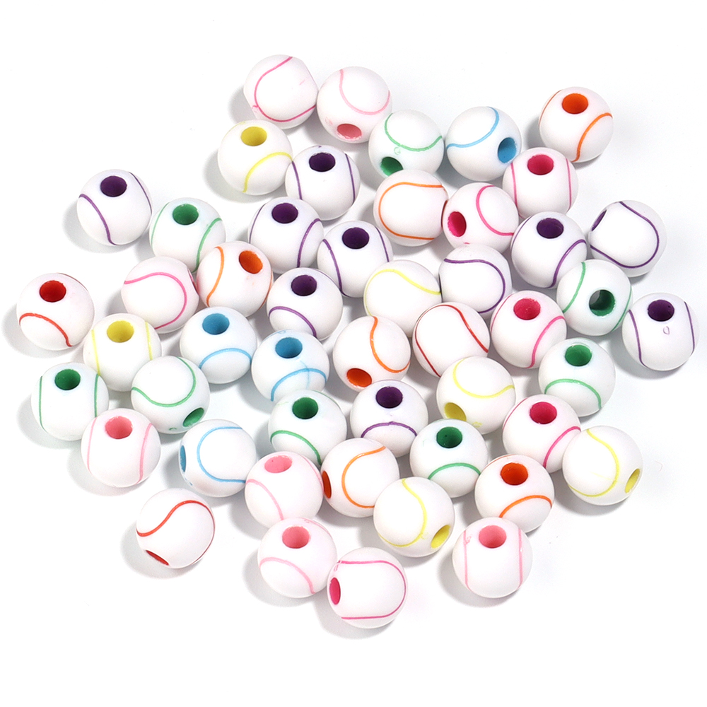 Perline da calcio in acrilico tutto'ingrosso Ciondoli per palloni da calcio da cestino Perline sfuse rotonde con braccialetti con fori Forniture per la creazione di gioielli: Oro