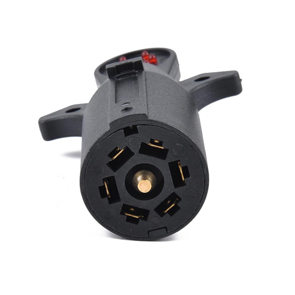 12V 7-Way Blade Trailer Light Wiring Circuit Tester Round Adapter Pin Plug RV