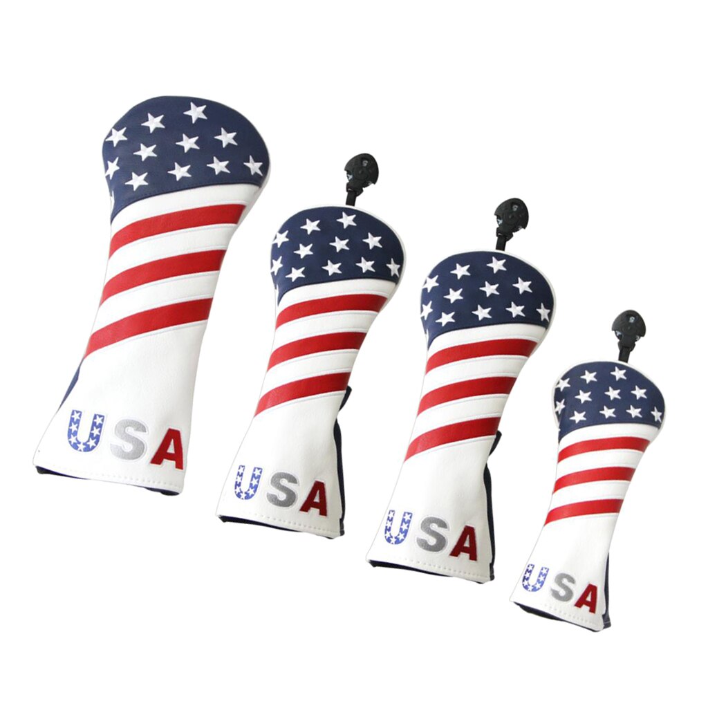 4 stuks/set nr. . 1, 3, 5,  ut golf headcover 460cc driver houten headcover pu leer met verwisselbaar nummerplaatje