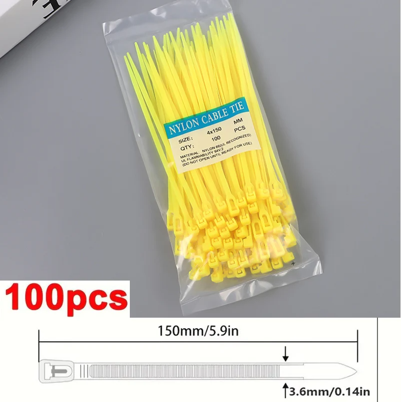 100 bridas de nailon reutilizables de 3,6x150 mm, lazo de bloqueo, extraíbles, colores mezclados (blanco y negro) para organización de la oficina en el hogar: Naranja
