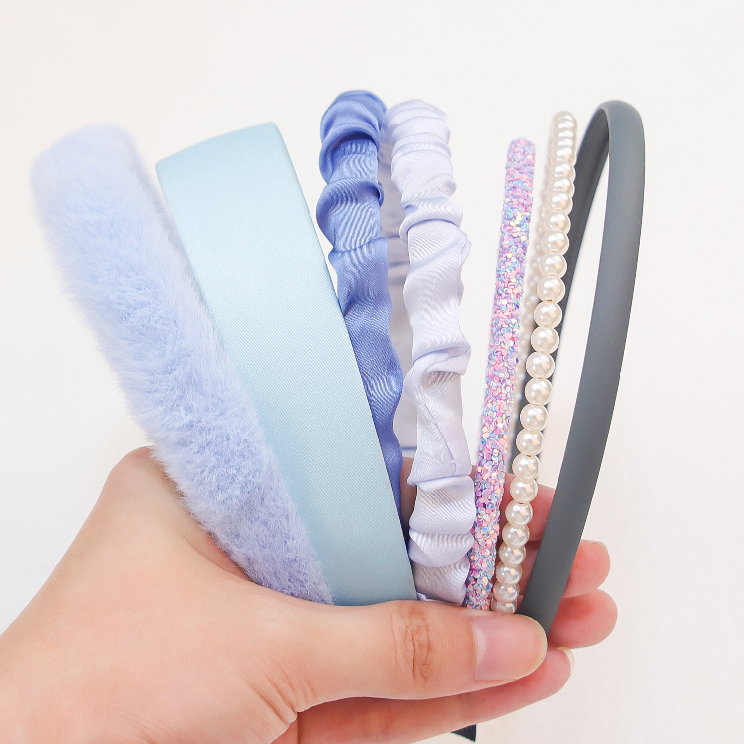Conjunto de 7 Uds de diademas de para mujeres y niñas, diademas de perlas, diadema Simple versátil, aro para el cabello, accesorios para el cabello: YELLOW