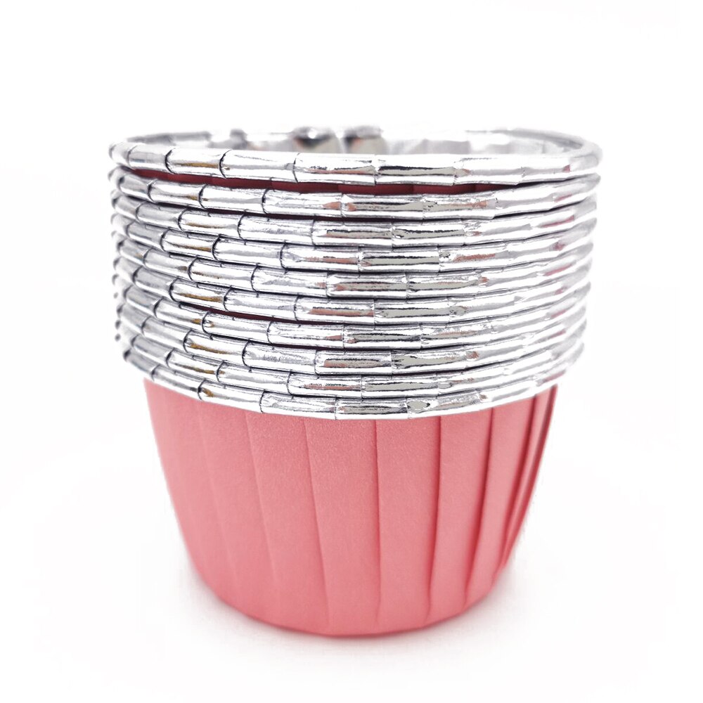 50 stk/pakke 9 farver muffin cupcake liner kage indpakning bagning kop bakke sag kage papir kopper wienerbrød værktøj festartikler: Lyserød flise
